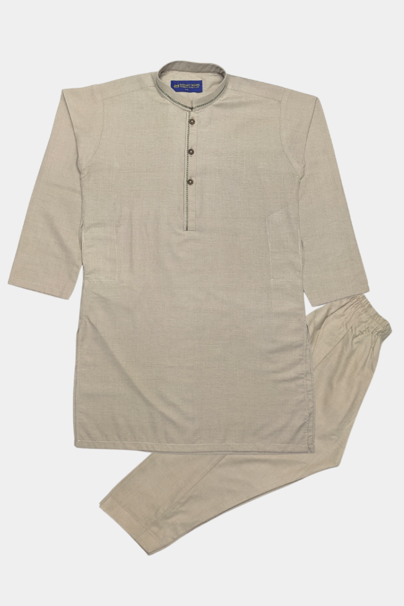 Toddler Boy's Casual Kurta Pajama Set - Stone Beige | Classic & Comfortable