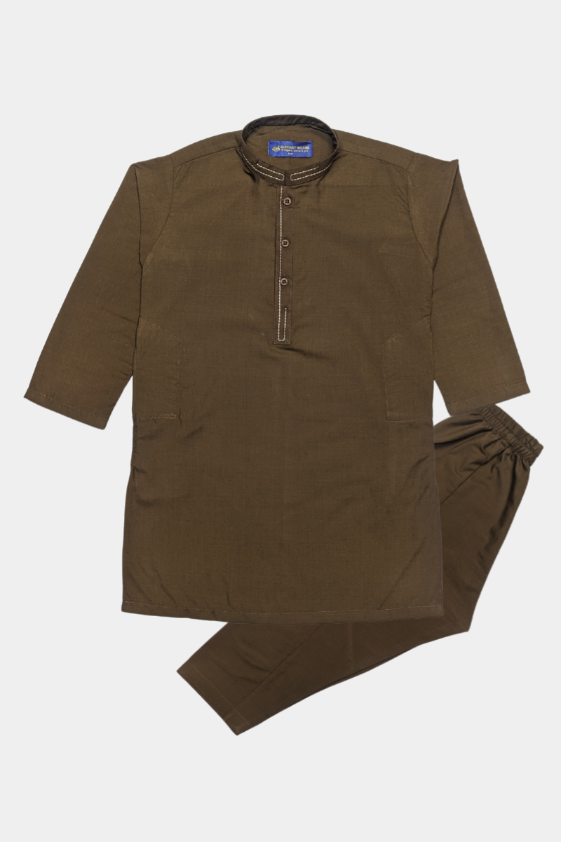 Boys' Traditional Brown Kurta Pajama Set – Elegant & Comfortable
