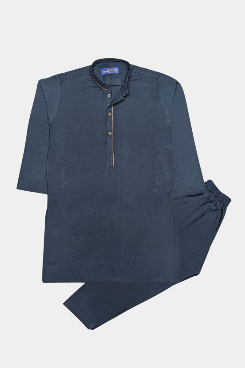 Elegant Boys' Navy Blue Kurta Shalwar Set – Timeless & Stylish
