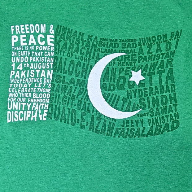 Boys & Girls Printed Flag 14th August Tee - Green