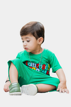 Somebody Stop Me Printed on Green Lycra Suit