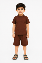 Boys Brown Short Set – Stylish Cotton T-Shirt & Shorts Set