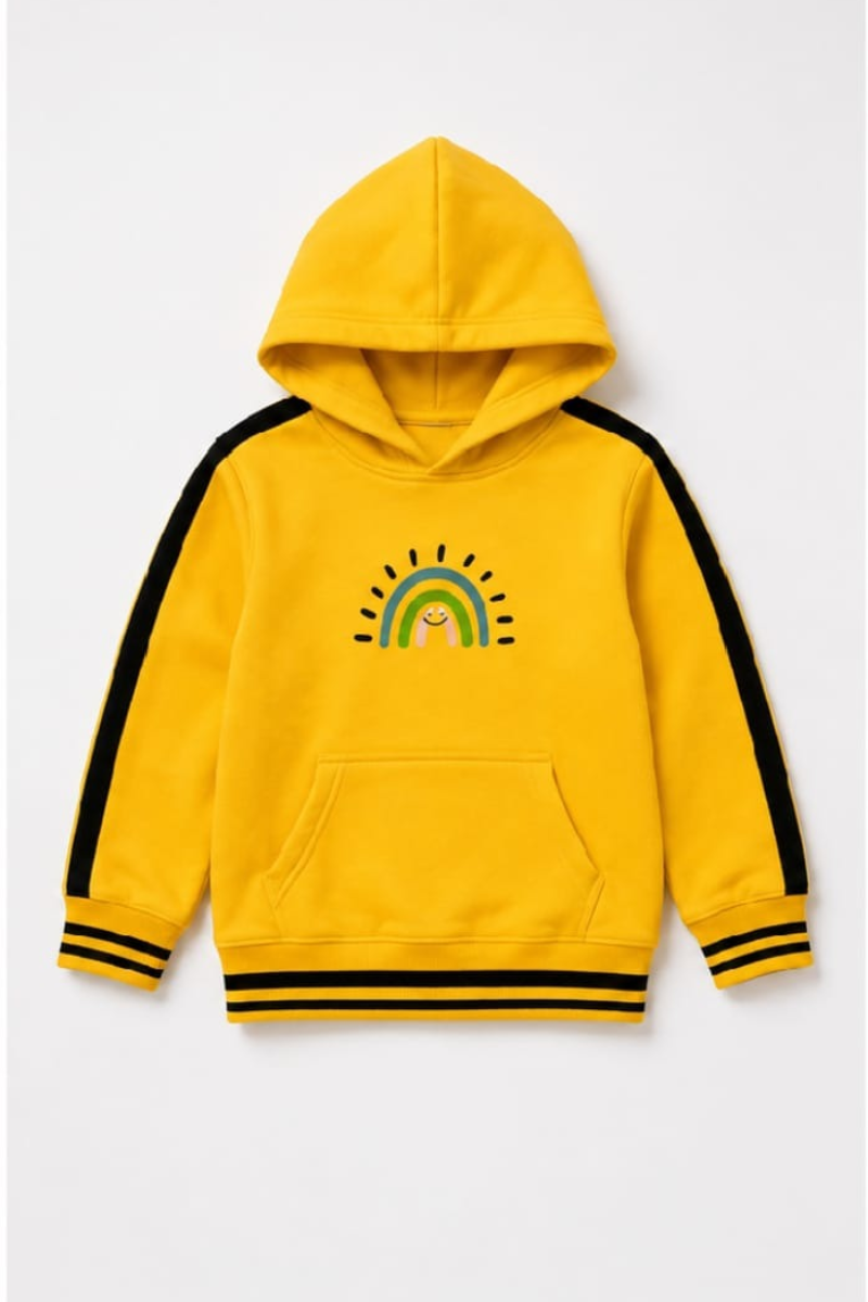 Kids Yellow Fleece Hooded Tracksuit | Unisex Winter Wear