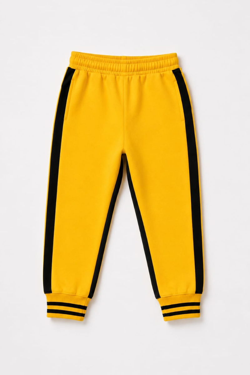 Kids Yellow Fleece Hooded Tracksuit | Unisex Winter Wear