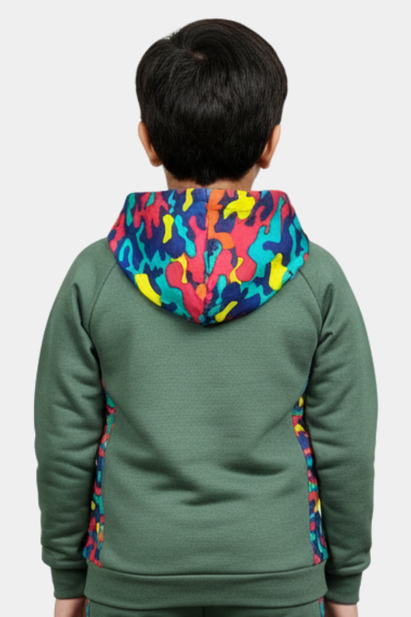 Kids' Camo Pop Hoodie & Jogger Set: Olive Green