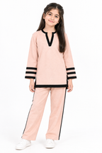 Peach & Black Terry 2-Piece Suit – Girls Winter Casual Wear