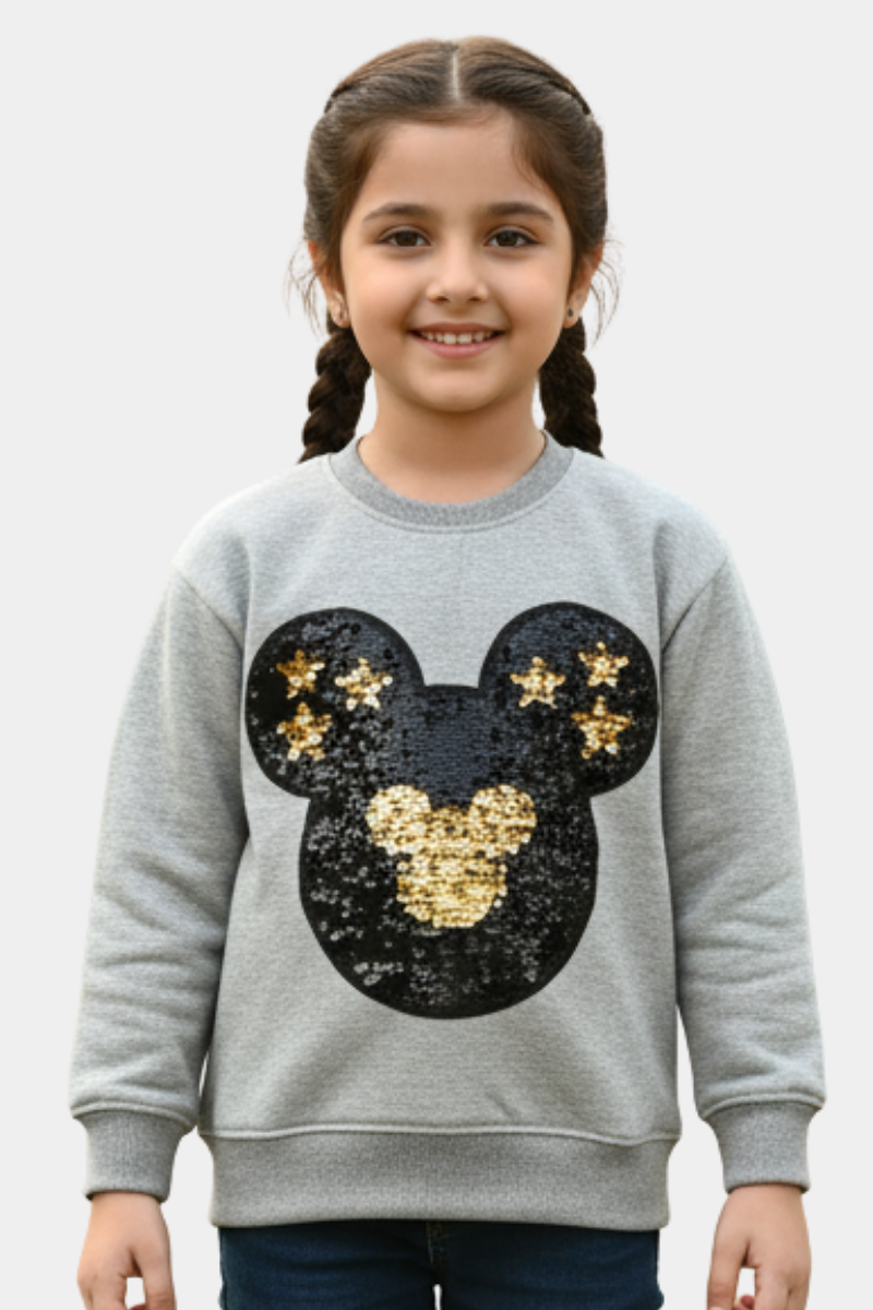 Sparkle Mouse Sequin Sweatshirt | Gold & Black Glam Crewneck