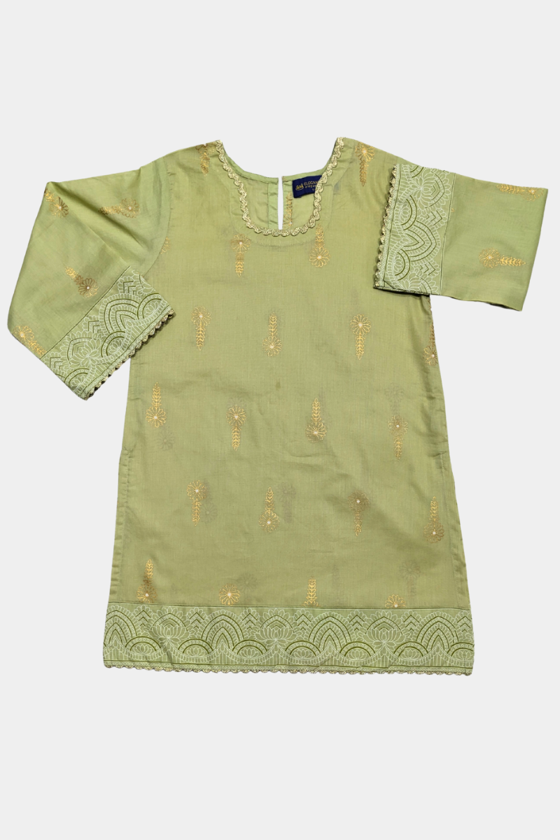 Elegant Embroidered Kids' Kurta Pajama Set – Light Green | Festive Ethnic Wear