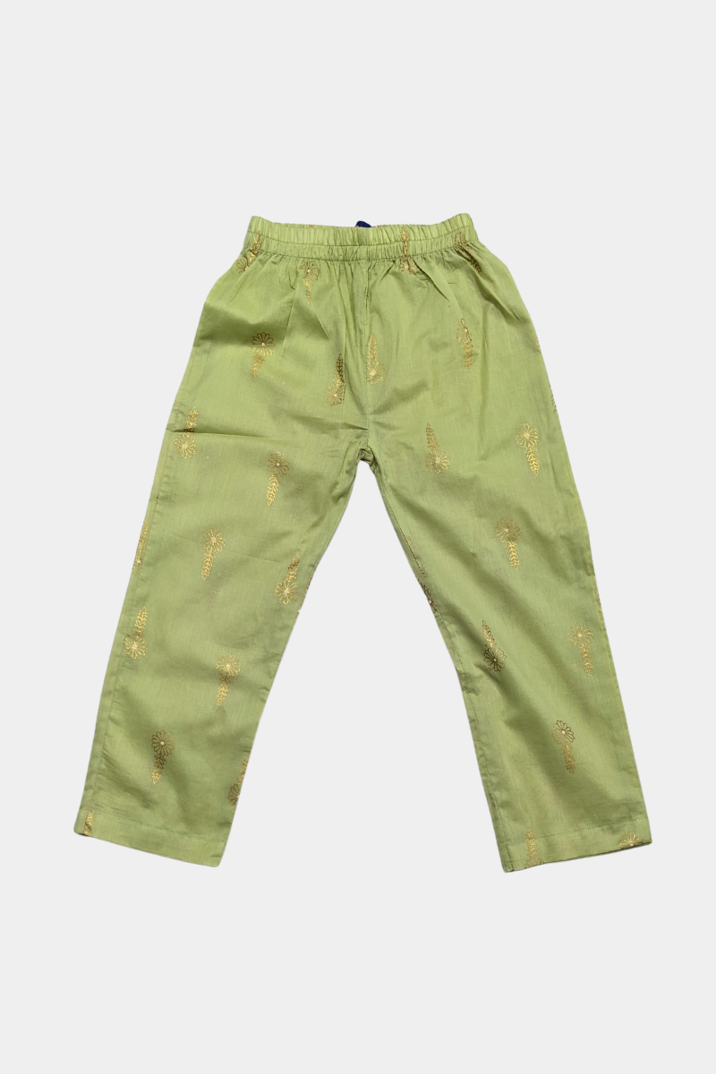 Elegant Embroidered Kids' Kurta Pajama Set – Light Green | Festive Ethnic Wear