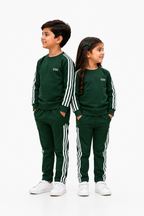 Kids Dark Green Tracksuit Set | Full-Sleeve Sweatshirt & Matching Trouser Set for Boys & Girls