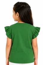 Girls Pakistan Independence Day Green T-Shirt – 14 August Printed Cotton Top