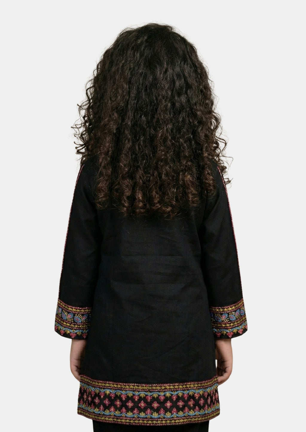 Girls' Sophisticated Black 2-Piece Embroidered Shalwar Kameez Set