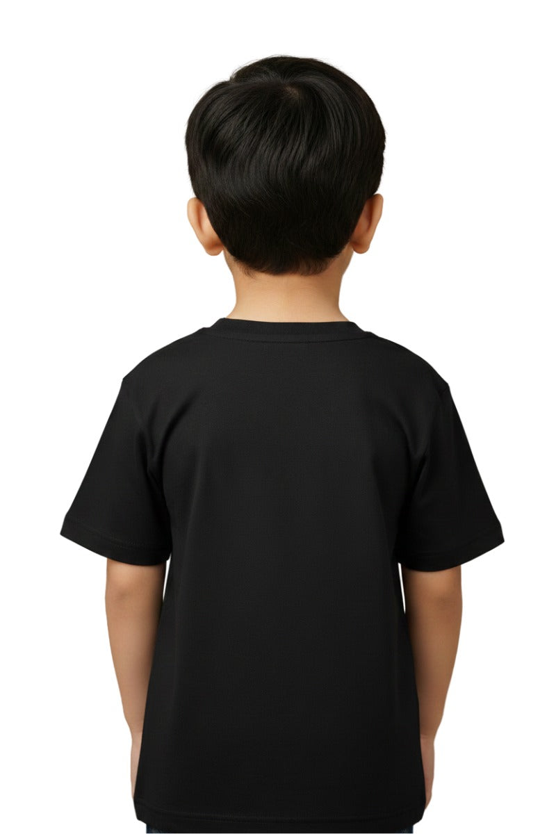 BOYS & GIRLS COTTON JERSEY PRINTED T-SHIRT BLACK