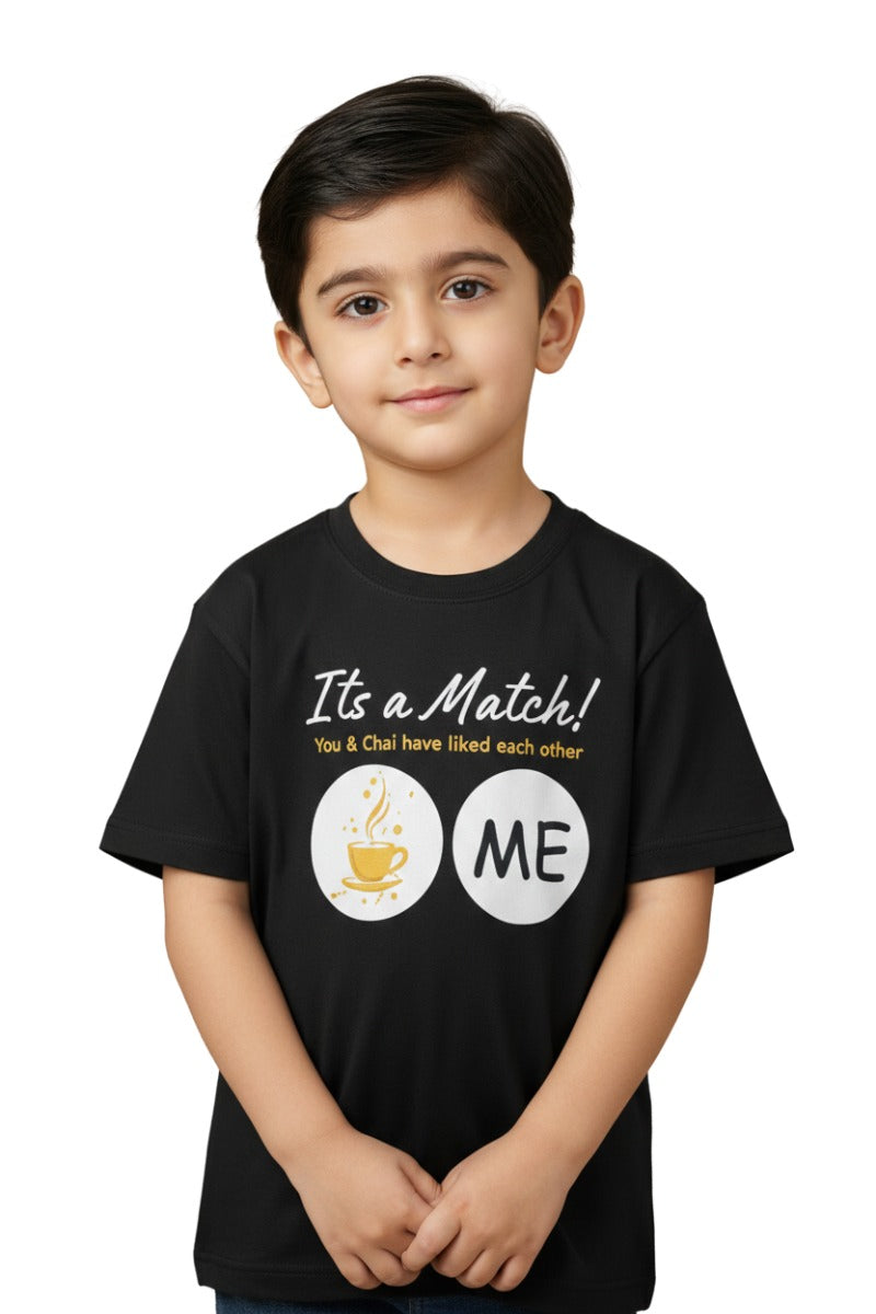 BOYS & GIRLS COTTON JERSEY PRINTED T-SHIRT BLACK