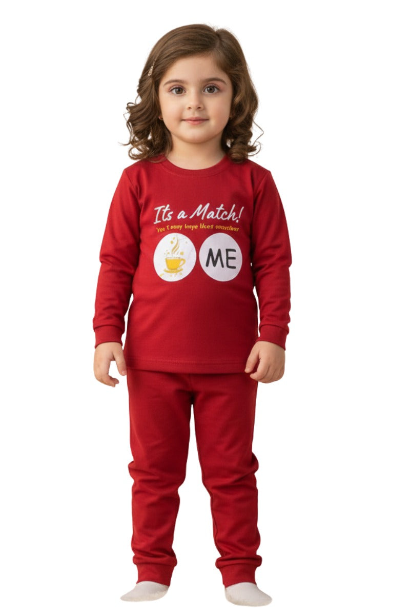 Boys & Girls Full Sleeves Lycra Jersey Printed Pajama Set