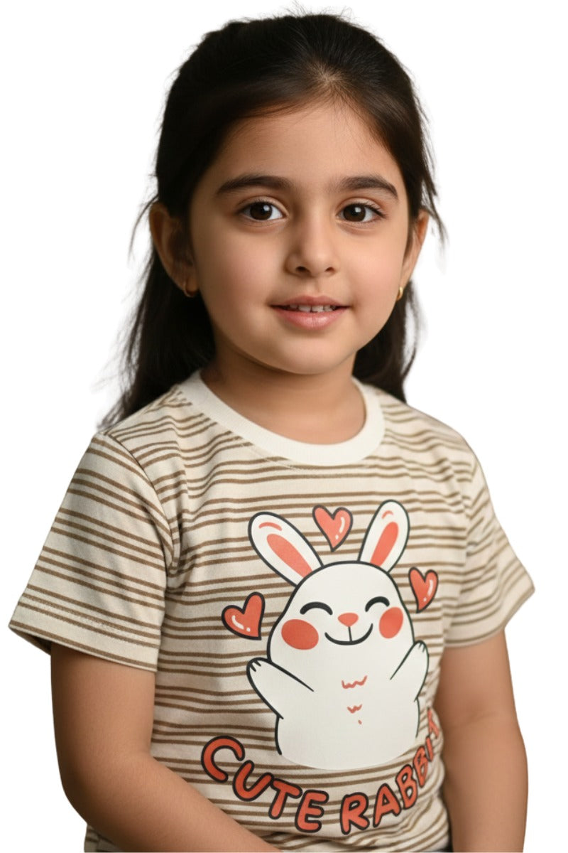 Cute Rabbit Striped Toddler T-Shirt – Adorable & Comfy