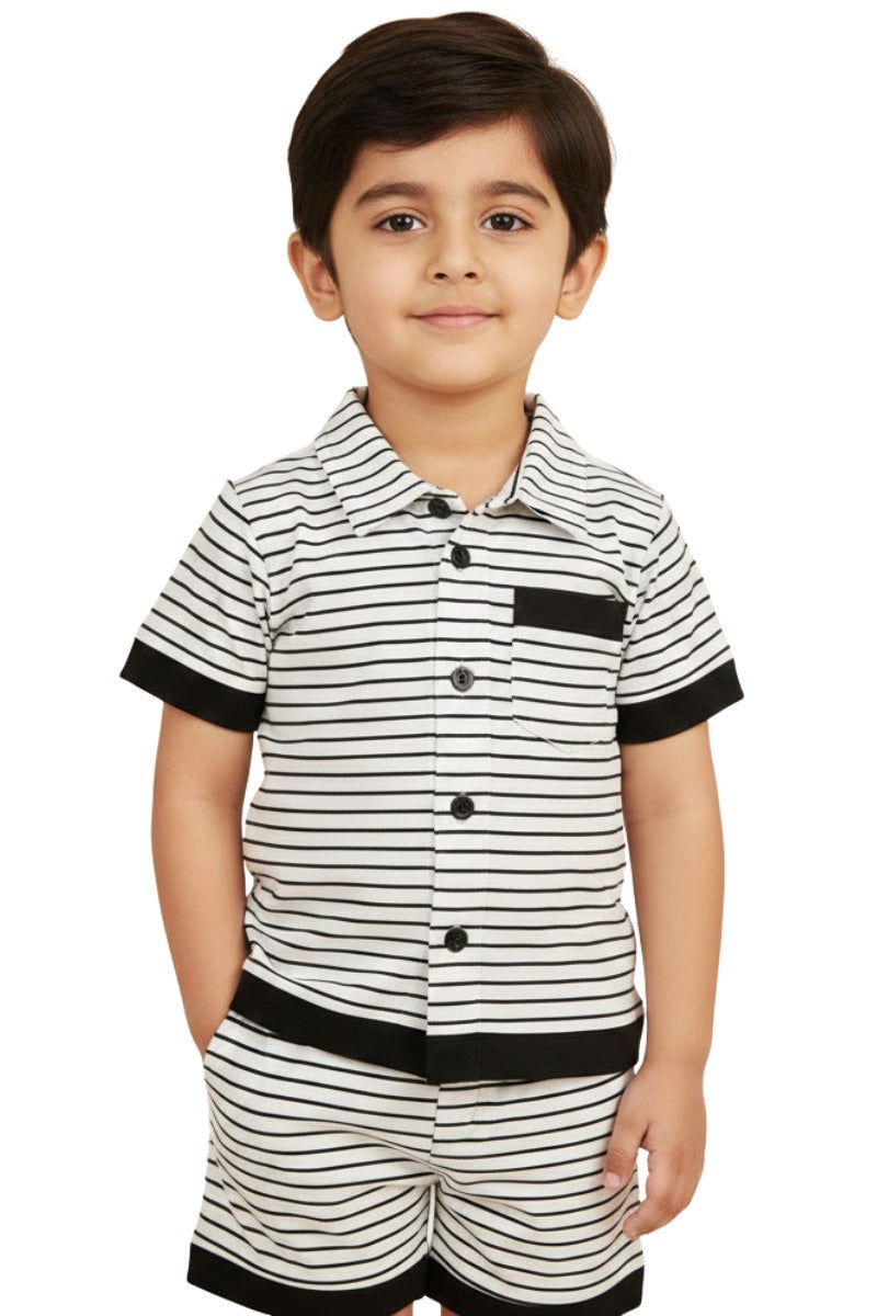 Baby Boys’ Striped Shirt & Shorts Set – Casual Summer Outfit