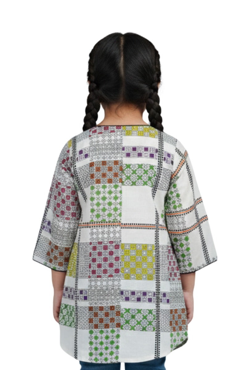 Girls' Multi-Color Geometric Print Tunic – 1 Piece (Shirt Only)