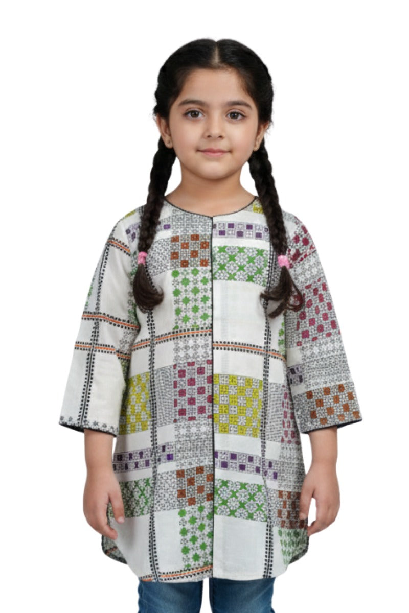 Girls' Multi-Color Geometric Print Tunic – 1 Piece (Shirt Only)