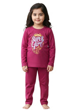 GIRLS FULL SLEEVE LYCRA JERSEY  2 PIECE PRINTED SUIT - PINK