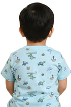 Seaside all over printed white suit for kids