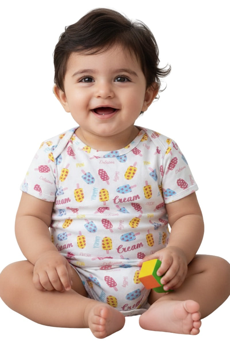 Ice Cream Print Baby Romper – Fun & Fresh Summer Style