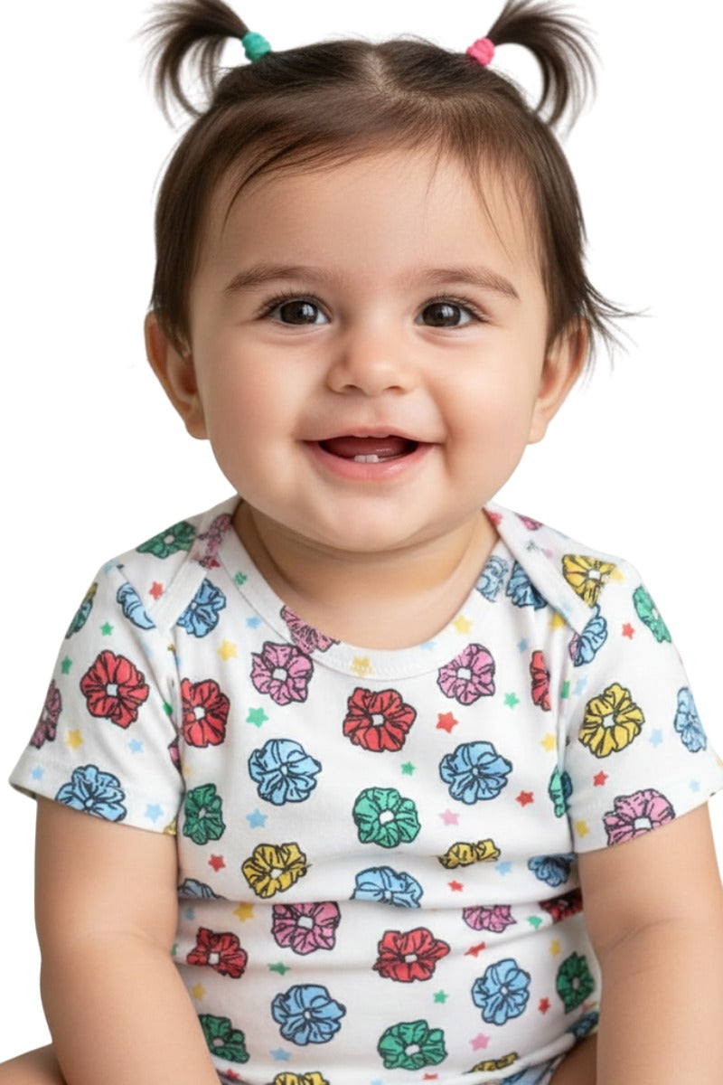 Colorful Floral Printed Baby Romper