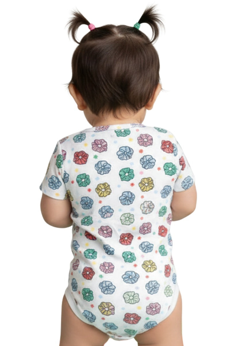 Colorful Floral Printed Baby Romper