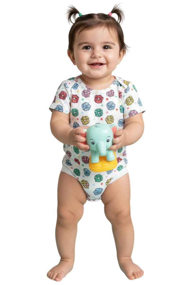 Colorful Floral Printed Baby Romper
