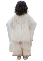 Elegant Off-White Embroidered 3-Piece Sharara Set for Girls – Peplum Kurta with Organza Dupatta