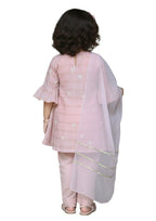 Elegant 3-Piece Girls' Embroidered Lilac Shalwar Kameez Set with Net Dupatta