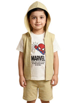 Marvel Spider-Man Boys' 3-Piece Striped Hooded Outfit Set - Yellow & White