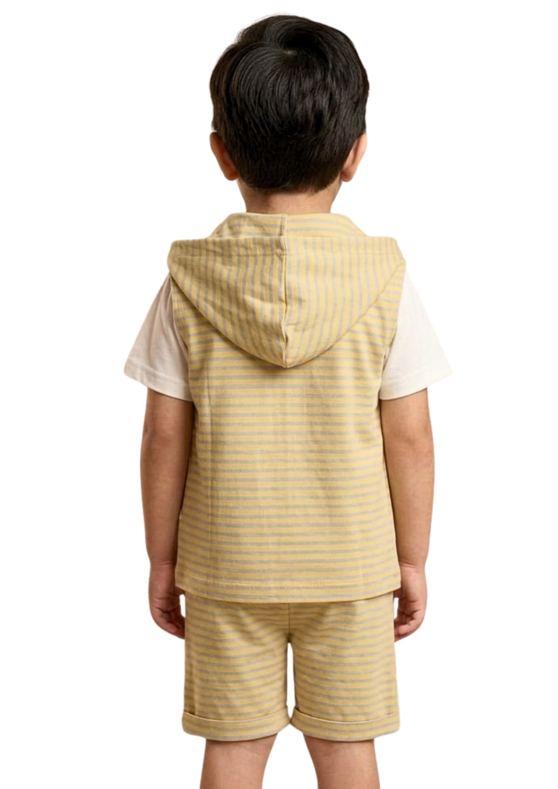 Marvel Spider-Man Boys' 3-Piece Striped Hooded Outfit Set - Yellow & White
