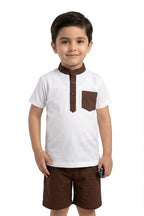 Boys White & Brown Smart Casual Co-Ord Set