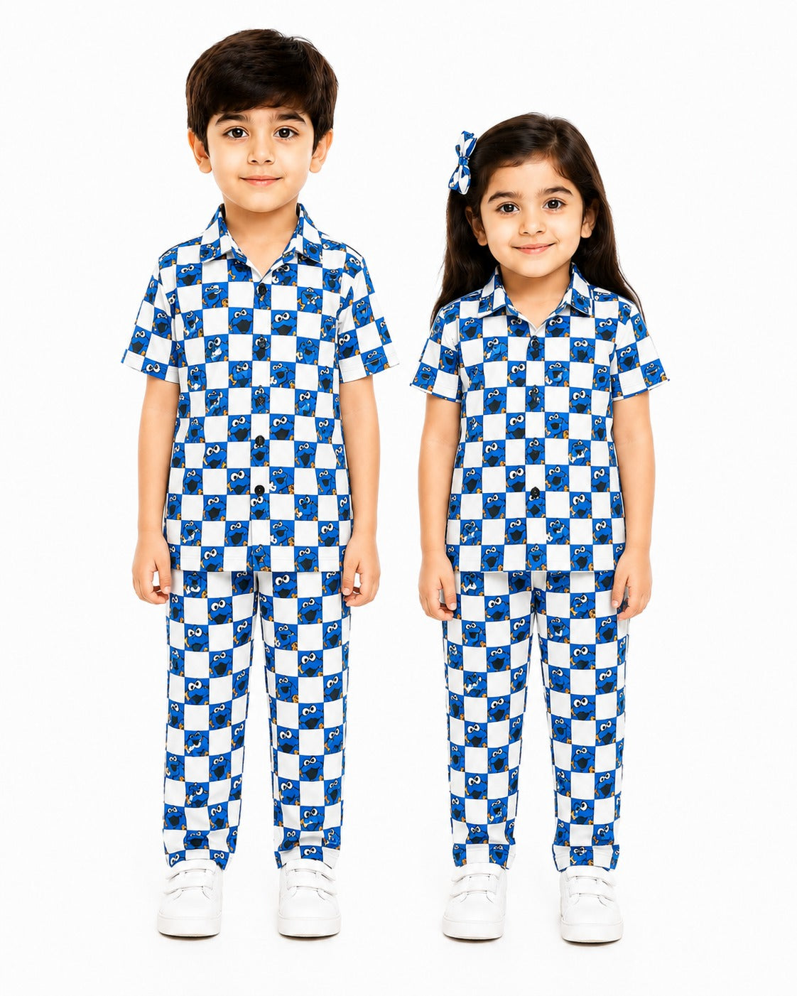 Kids Blue Cartoon Cotton Night Suit – Soft Combed Cotton Pajama Set for Boys & Girls