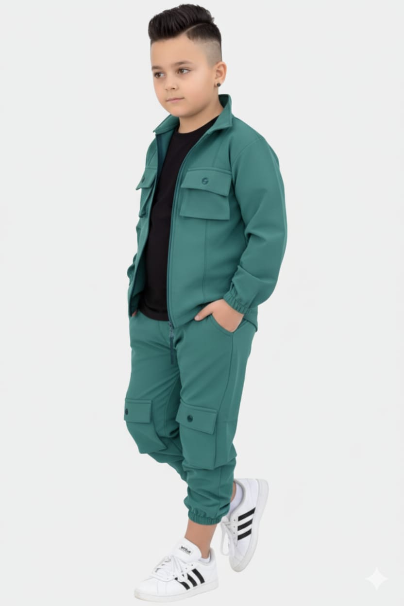 Kids' Teal Cargo Tracksuit | Street Style Set