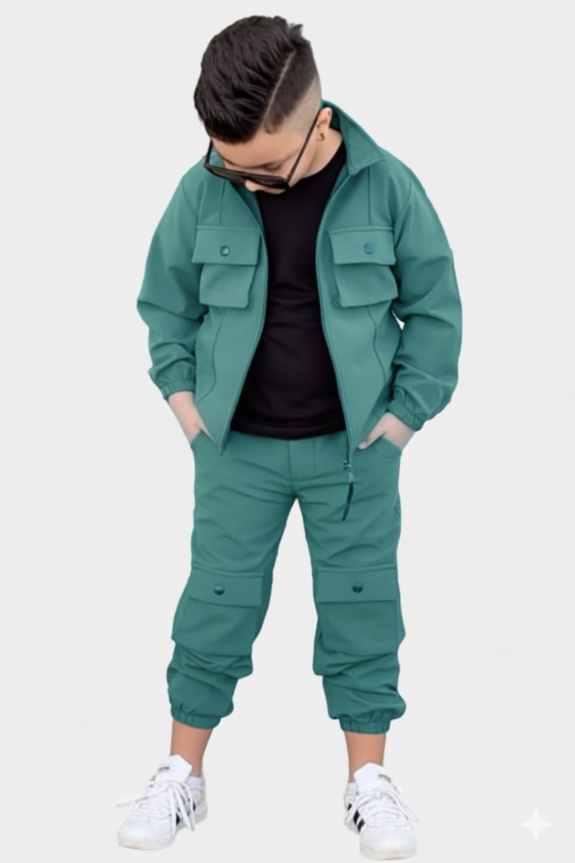 Kids' Teal Cargo Tracksuit | Street Style Set