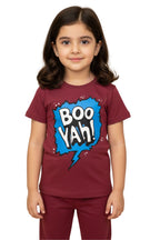 Girls' "BOO YAH!" Graphic T-Shirt & Matching Trouser 2-Piece Set
