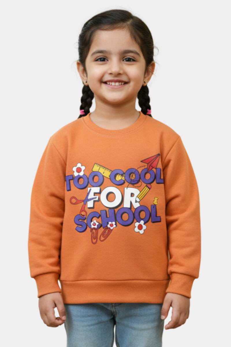 Too Cool For School - Kids' Sweatshirt | Orange Back-to-School Fun