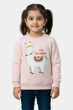 "No Drama Llama" Kids' Pink Sweatshirt