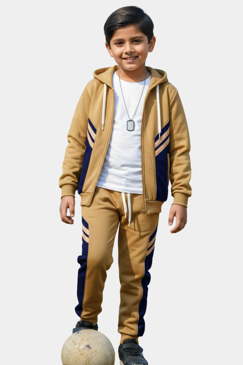 Cool Contrast Stripe Kids' Hooded Tracksuit