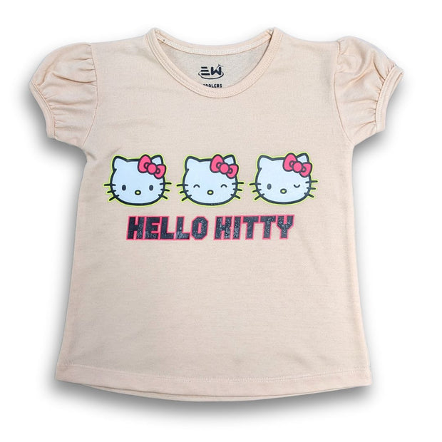 TODDLER GIRLS PRINTED HELLO KITTY HOT PINK TOP