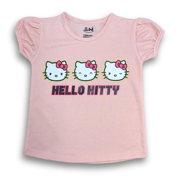 TODDLER GIRLS PRINTED HELLO KITTY HOT PINK TOP