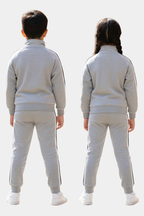 Kids Unisex Premium Grey Tracksuit Set with Sporty Side Stripes (2-Piece)