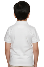 Boys' Crisp White Striped Polo Shirt - Premium Cotton Blend