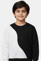 Boys Black & White Color Block Fleece Sweatshirt