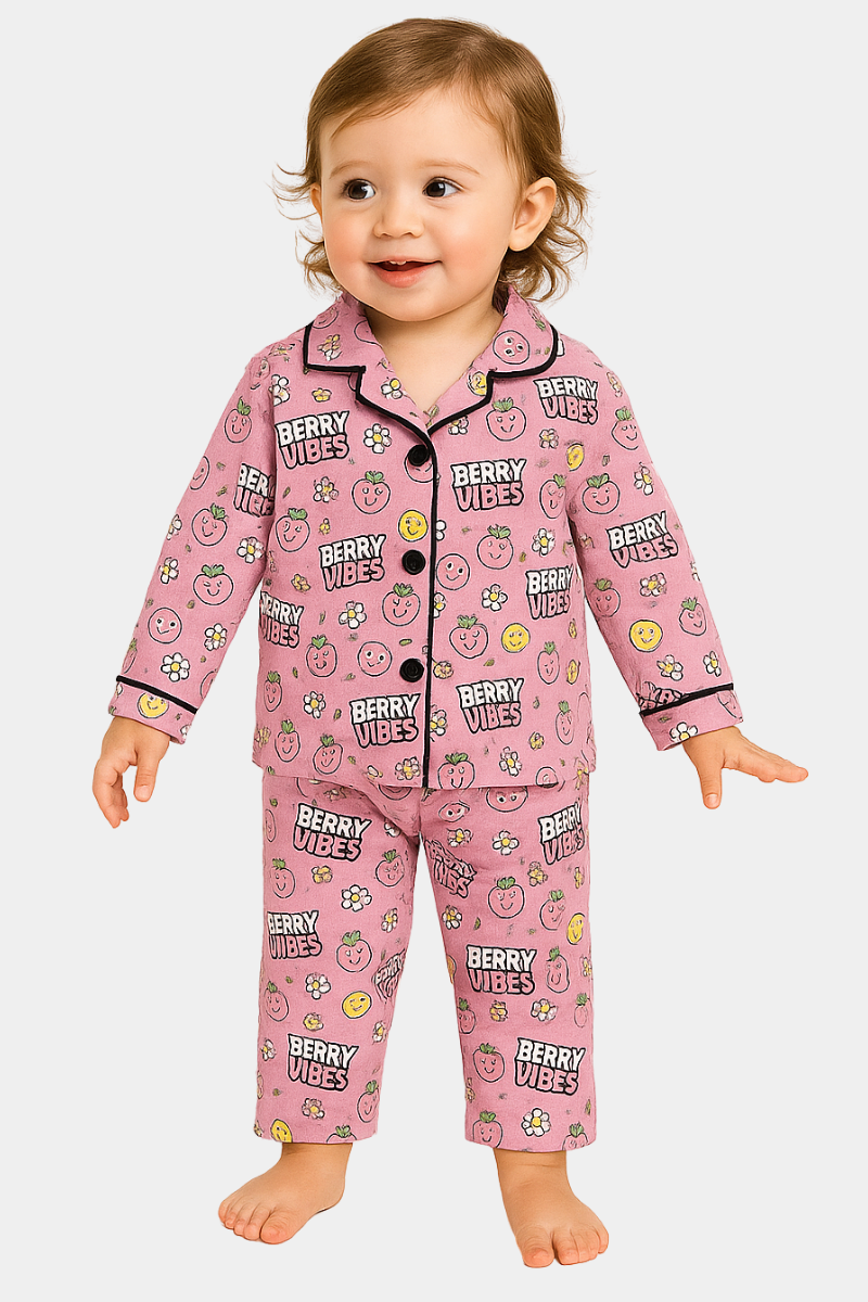 UNISEX BERRY VIBES PRINTED PURPLE NIGHT SUIT FOR KIDS