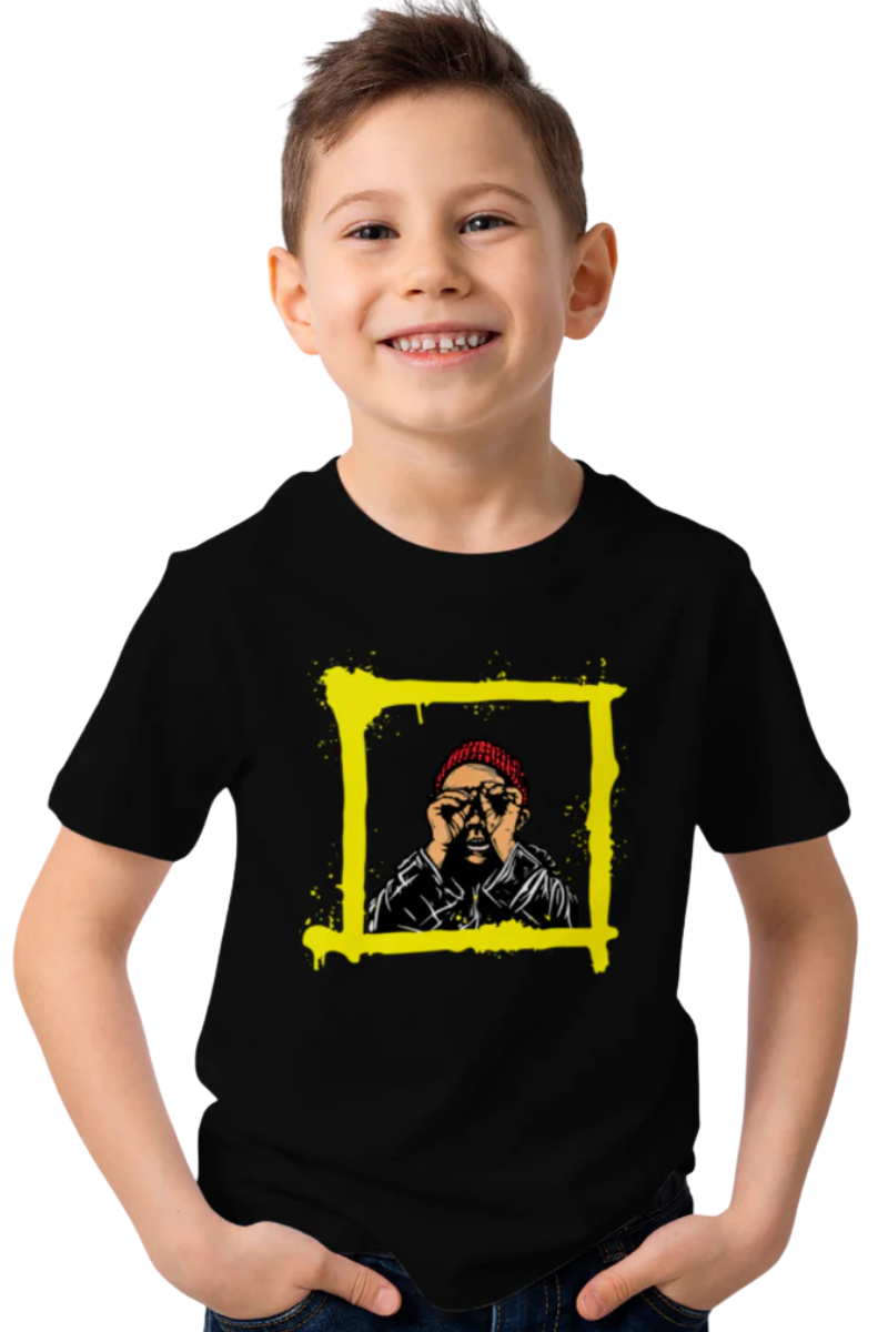 BOYS COTTON JERSEY PRINTED T-SHIRT BLACK