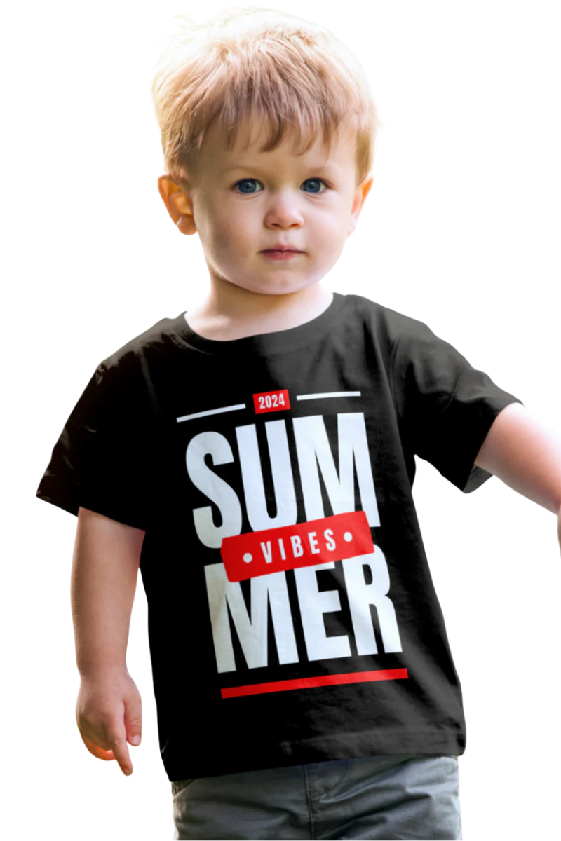 BOYS & GIRLS COTTON JERSEY PRINTED T-SHIRT BLACK