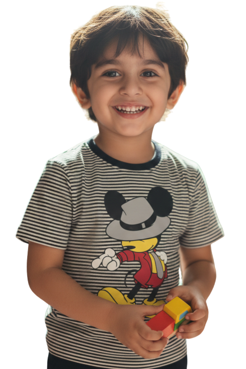 Retro Cartoon Striped Kids' T-Shirt – Fun & Stylish Casual Wear